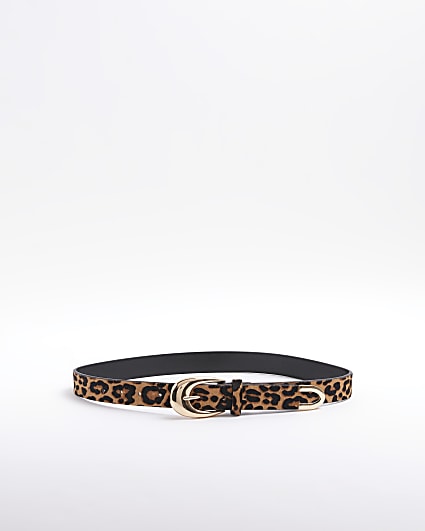 Black leopard print belt