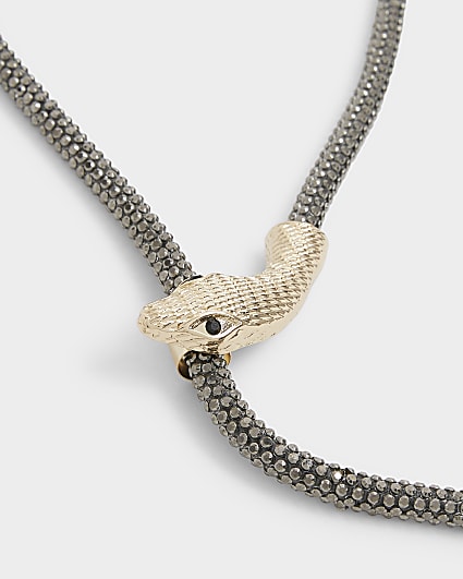 Black snake wrap necklace