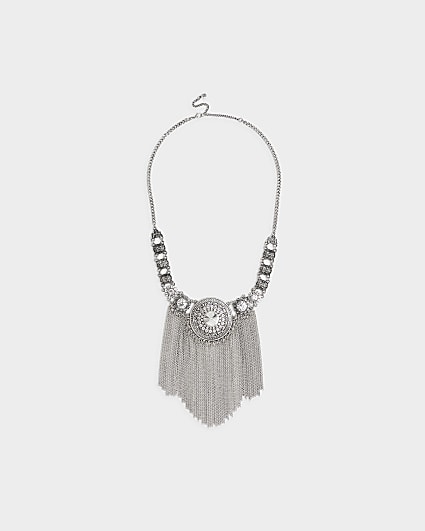 Silver drape necklace