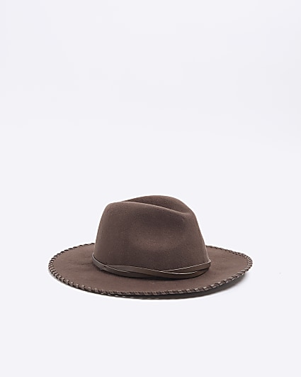 Brown Whipstitch Fedora Hat