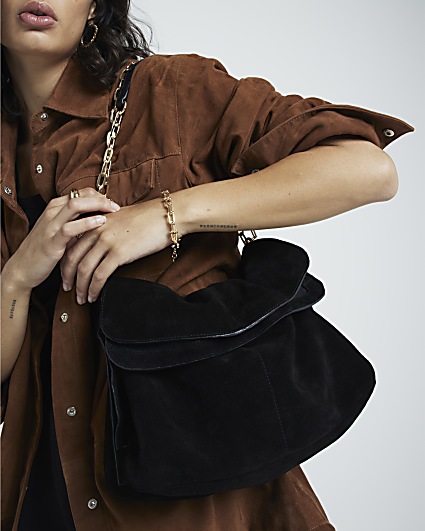 Black souchy suede shoulder bag