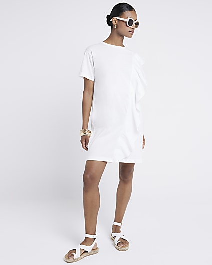 White frill t-shirt mini dress