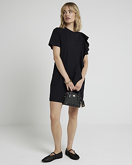 Black Frill T-Shirt Mini Dress