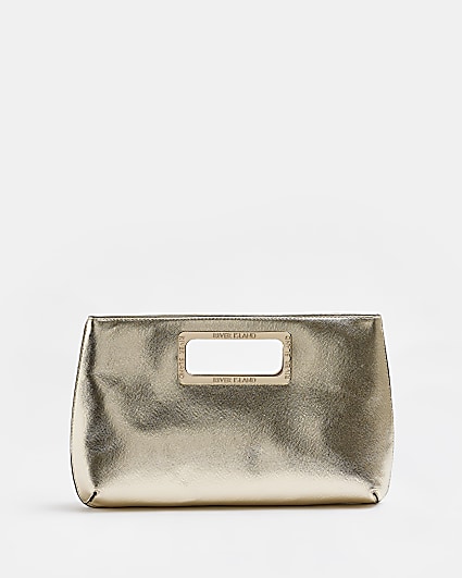 Gold Metal Handle Clutch Bag
