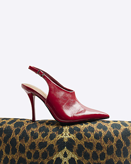 Red sling back heeled shoes