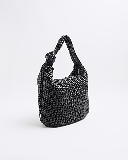 Black textured knot tote bag