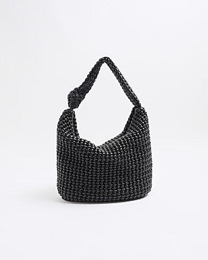 Black textured knot tote bag
