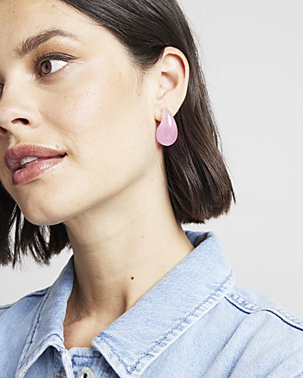Pink domed earrings