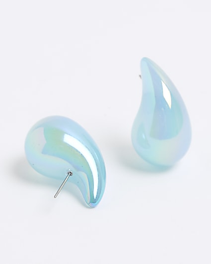 Blue domed earrings