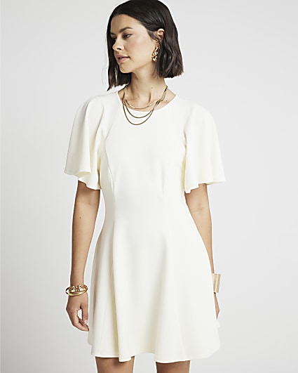 Cream Flute Short Sleeve dress
