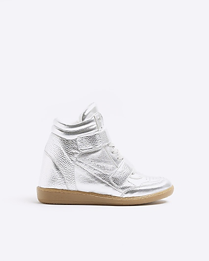 Silver High Top Wedge Trainers