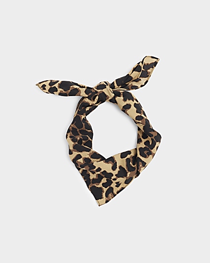 Brown leopard print hair scarf
