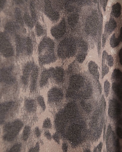 Petite Brown Leopard Print Wide Leg Joggers