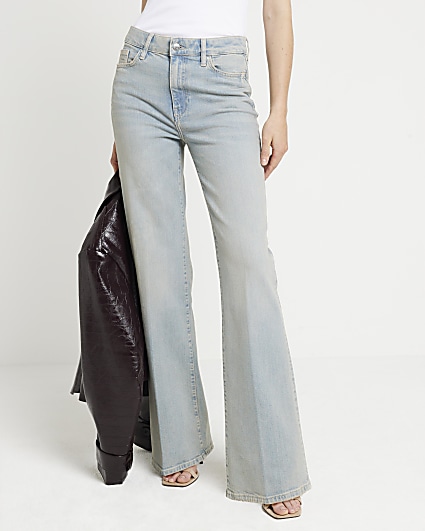 Blue high waisted wide leg jeans