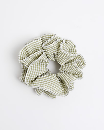 Green stripe hair scrunchie