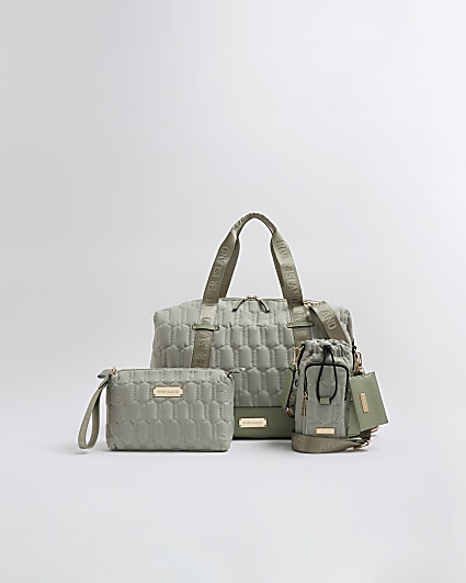 Green Quilted Holdall 3 piece set