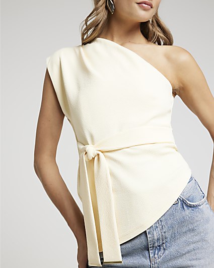 Yellow Belted Asymmetric Top