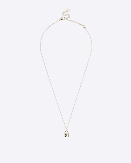 Gold C initial lock necklace