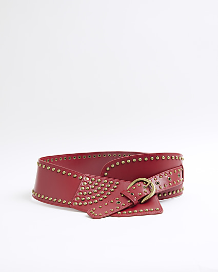 Red studded wide belt