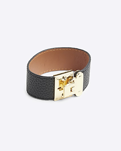 Black lock clasp cuff bracelet