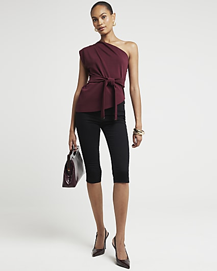 Red Belted Asymmetric Top