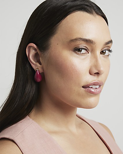 Red domed earrings