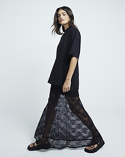 Black Lace Maxi Skirt