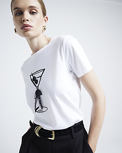 White Cocktail Bow T-shirt