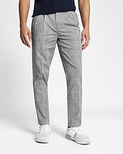 Grey check tapered trouser