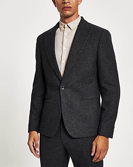 Navy skinny fit suit jacket