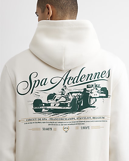 Cream Regular Fit Spa Academy Car Hoodie