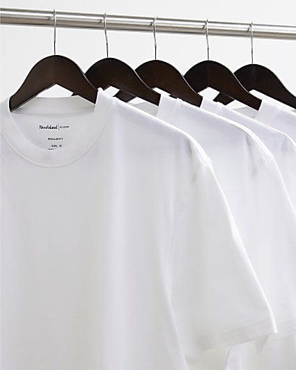 White Regular Fit Cotton Pack Of 5 T-Shirt