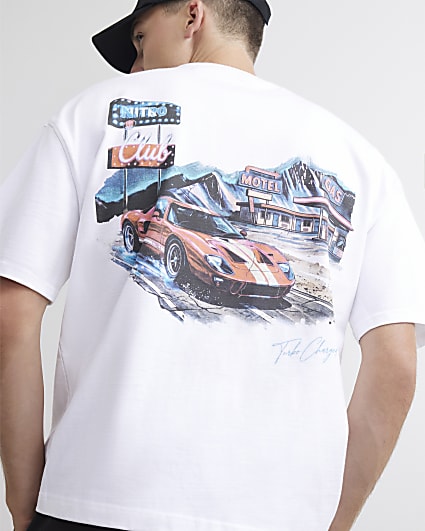 White Cotton Mountain Gas Car T-Shirt