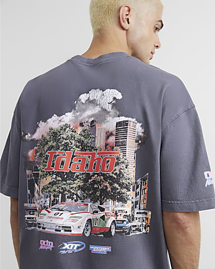Grey Cotton Idaho City Car T-Shirt