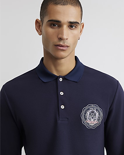 Navy Slim Fit Crest Polo Shirt