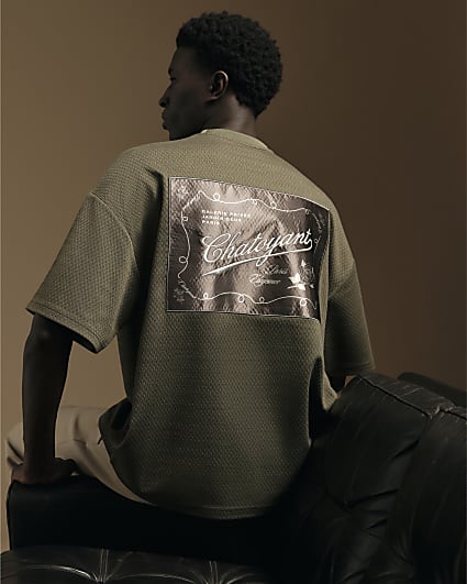 Khaki Cotton Chatoyant Triangle T-Shirt