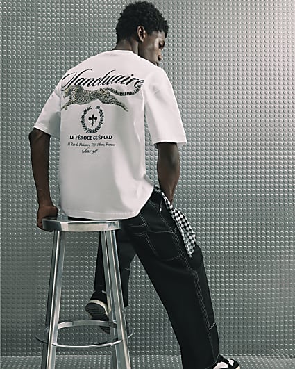 White Oversized Sanctuaire Graphic T-Shirt