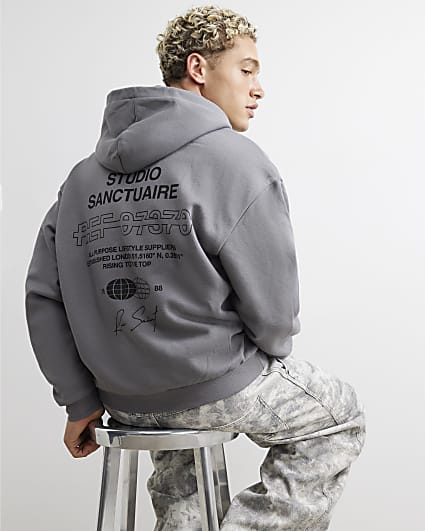 Grey Oversized Fit Sanctuaire Hoodie
