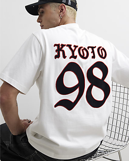 White Regular Fit Kyoto Velvet Patch T-Shirt