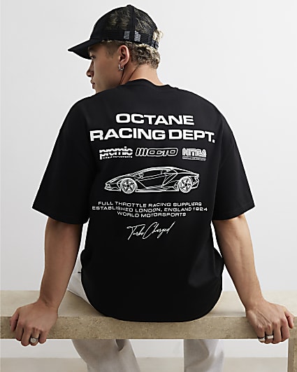 Black Cotton Octane Racing T-Shirt