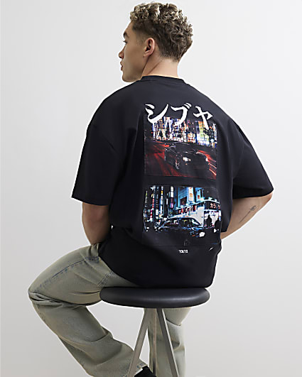 Black Oversized Fit Japanese Car T-shirt