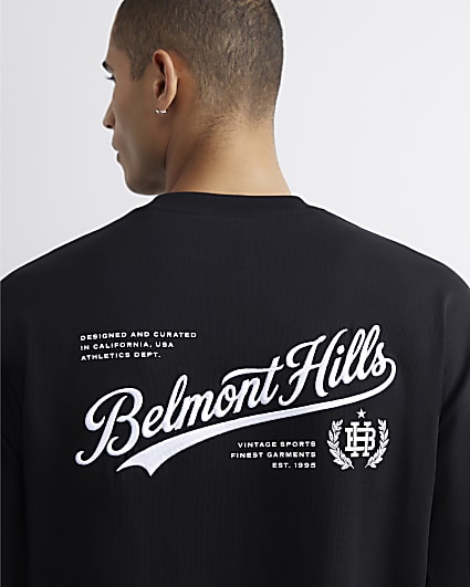 Black Cotton Belmont Embroidered T-Shirt