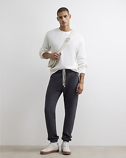Grey Regular Fit Cuffed Hem Joggers
