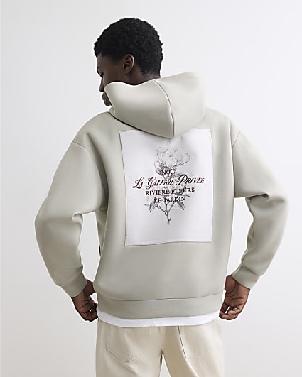 Beige Premium Cotton Floral Hoodie