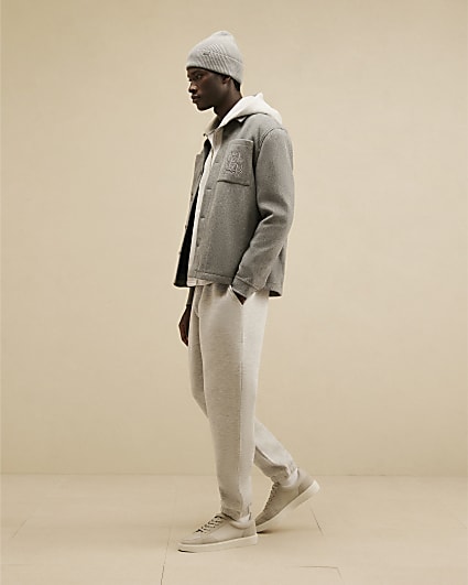 Grey Premium Cotton Cuffed Joggers