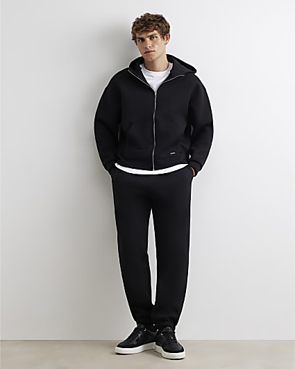 Black Premium Cotton Cuffed Joggers
