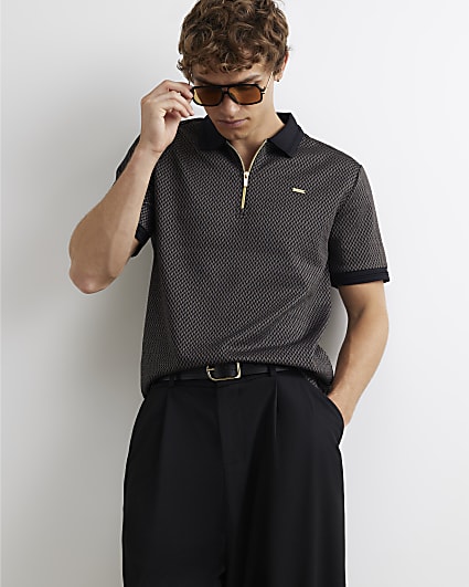 Brown Slim Fit Triangle Polo Shirt