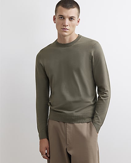Khaki Slim Fit Knit Jumper