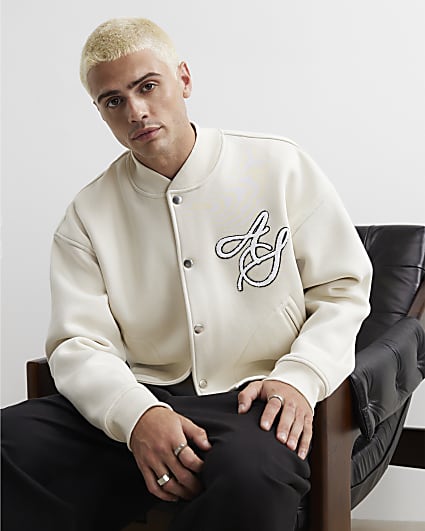 Cream Ame Saint Brushback Bomber Jacket