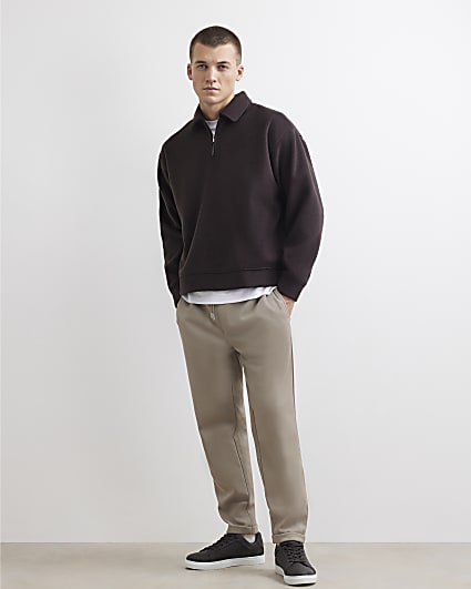 Stone Slim Fit Pique Turnup Hem Joggers